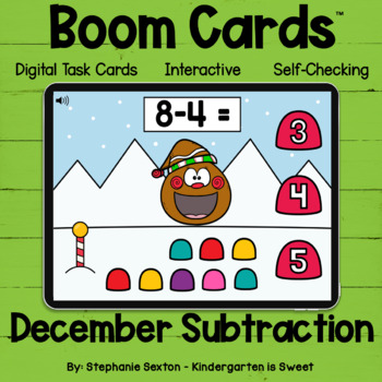 Preview of December Subtraction within 10 Boom Cards™