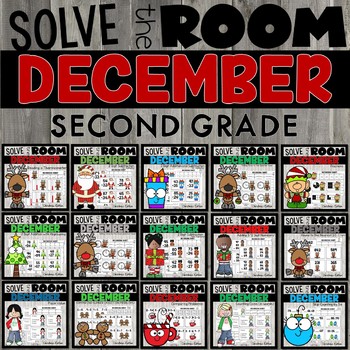 Preview of December Task Cards - 2nd Grade Winter Math Activities Busy and Independent Work
