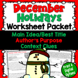 December Holidays Bundle of Worksheets in Print and Digita