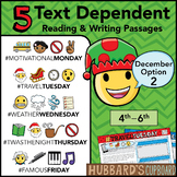 December Text Dependent Reading - Text Dependent Writing P