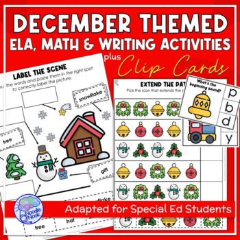 Preview of December Themed Adapted Unit for ELA, Writing and Math in SpEd or Autism Units