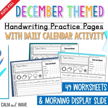 Whole Year Themed Daily Handwriting Practice Worksheets with Daily