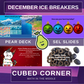 Preview of December Themed Ice Breakers, Brain Breaks, SEL Slides - PEAR DECK