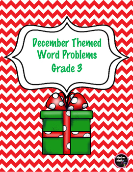 Preview of December Themed Word Problem Task Cards for Grade 3