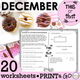 December This or That Worksheets | ELA Math Spiral Review 