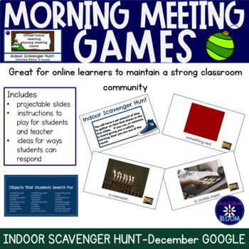 Preview of December Virtual Morning Meeting Game - Indoor Scavenger Hunt GOOGLE SLIDES