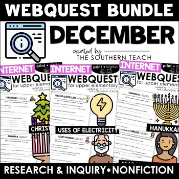 Preview of December WebQuest - Internet Scavenger Hunt Activity Bundle