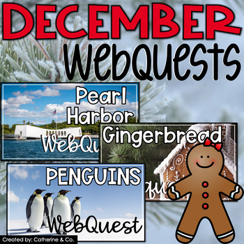 Preview of December Webquests and Research Activities | Pearl Harbor Gingerbread Penguins