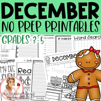 Preview of December Winter Holiday NO PREP Activities Packet 3rd-5th Grades