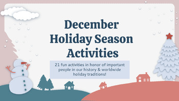 Preview of December Winter Holiday Season Activities (21 activities!)