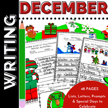 Preview of December Winter JOURNAL Writing Prompts for First and Second Grade