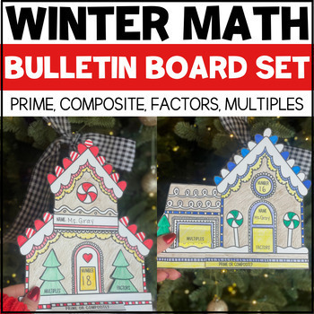 Preview of Winter Math Craft 4th Grade December Bulletin Board Composite, Multiple, Factor