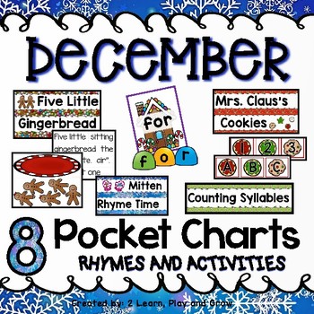Preview of December Winter Pocket Chart Activities Christmas Gingerbread