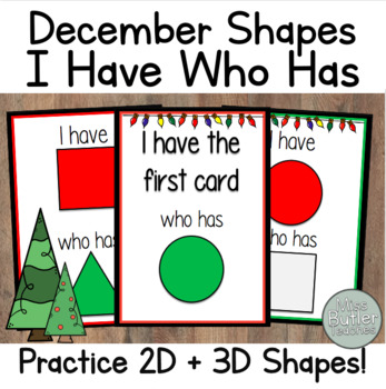 Preview of December + Winter Shapes I Have Who Has Game - Kindergarten, VPK, 1st Grade