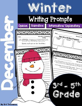 Preview of December Winter Writing Prompts: Opinion, Narrative, Informative | 3rd - 5th