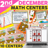 2nd Grade Math Centers & Games - December, Christmas, Holi