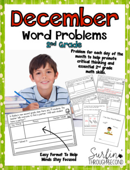 Preview of December Word Problems For Second Grade Common Core Aligned