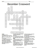 December: Word Search, Crossword, Word Scramble, Matching 