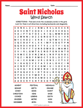 Free Printable December Word Search Puzzles