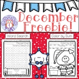 December Word Search and Color by Sum FREEBIE