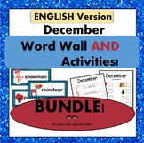 December Word Wall Cards AND activities! {English Version} BUNDLE