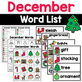 December Words - Writing Center Word Lists
