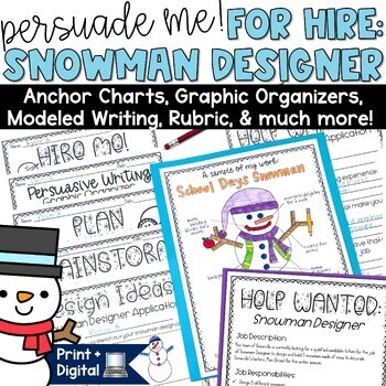 Preview of Winter Writing Prompt Snowman Persuasive Project February Bulletin Board Ideas