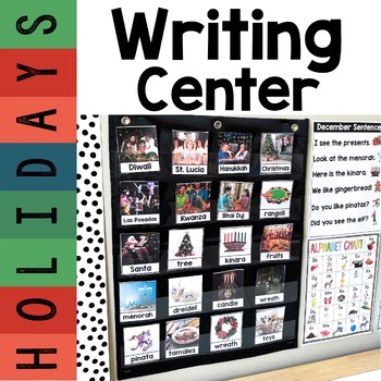 Preview of December Writing Center | Nonfiction Pictures | Real Pictures | Editable
