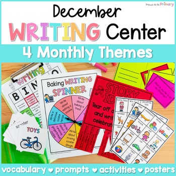 Preview of December Writing Center Activities Posters- Christmas, Holidays Around the World