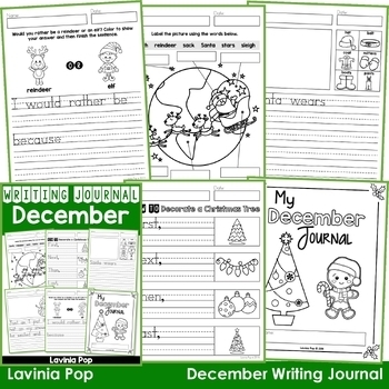 Preview of December Writing Journal Prompts