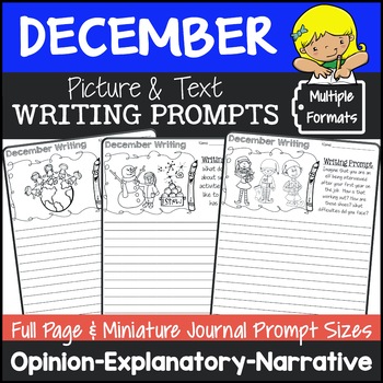 Preview of December Writing Picture Prompts | December Journal Prompts with Pictures