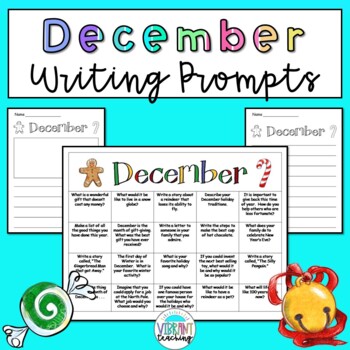 December Writing Prompt Calendar and Paper by Vibrant Teaching- Angela ...