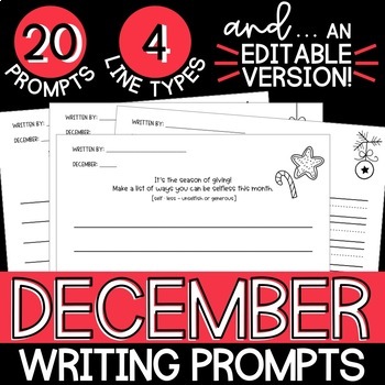 Preview of December Writing Prompt Sheets