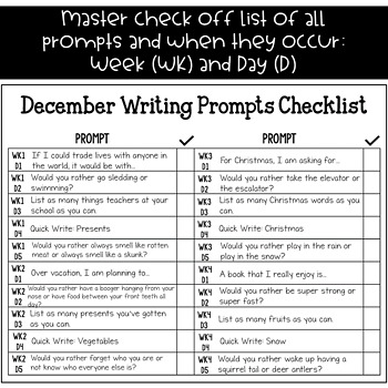 Distance Learning December Writing Prompts: A PAPERLESS Resource