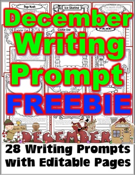 Preview of December Writing Prompts Freebies: Winter Solstice, Polar Bears, Winter Dress