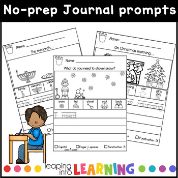 December Writing Prompts Kindergarten by Leaping into Learning with Kaley
