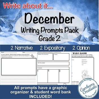 Writing Prompts for Second Graders | December Themes by Carrberry Creations