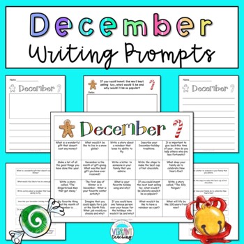 December Writing Prompts: Printable and Digital Google Slides | TPT