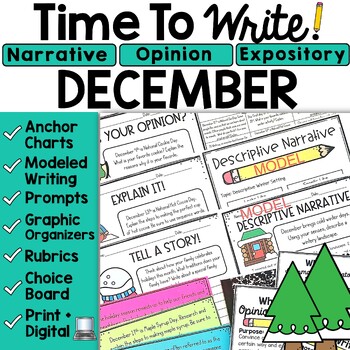 Preview of December Writing Prompts Winter Activities Choice Board Journal Morning Work