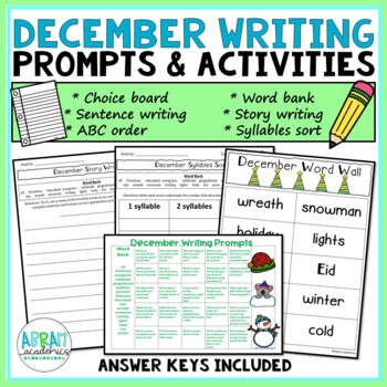 December Writing Prompts and Activities by Abram Academics | TpT