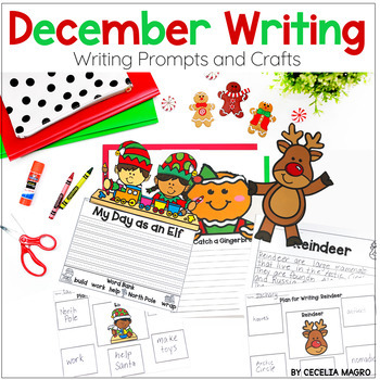 Preview of December Writing Prompts and Crafts Digital and Printable