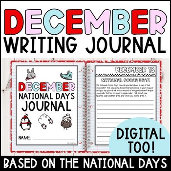 Preview of December Writing Prompts and Writing Journal 3rd Grade - 4th Grade - 5th Grade