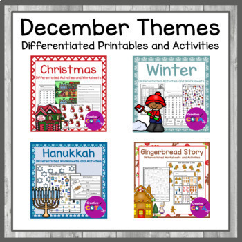 Preview of Occupational Therapy December Writing and Math Worksheets and Activities Bundle
