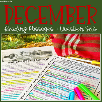 Preview of December and Christmas Reading Passages + Question Sets for Citing Evidence