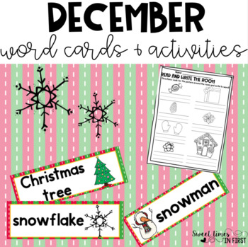 Preview of December and Christmas Vocabulary Words and Center Activities