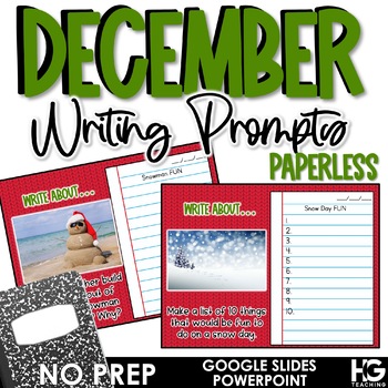 Preview of December and Holiday Paperless Writing Prompts with Photographs
