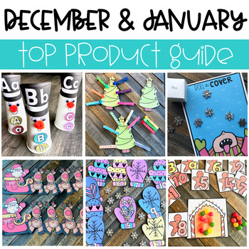 Preview of December and January Christmas and Winter Product Activity Guide and Freebies!