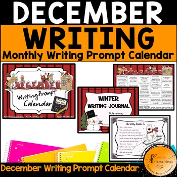Preview of December, Christmas Writing Prompt Calendar Winter Monthly Journal Primary Paper