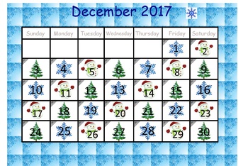Preview of December calendar