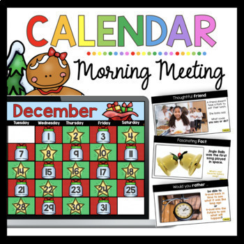 Preview of Kindergarten December Calendar Digital Morning Meeting Google Slides Weather